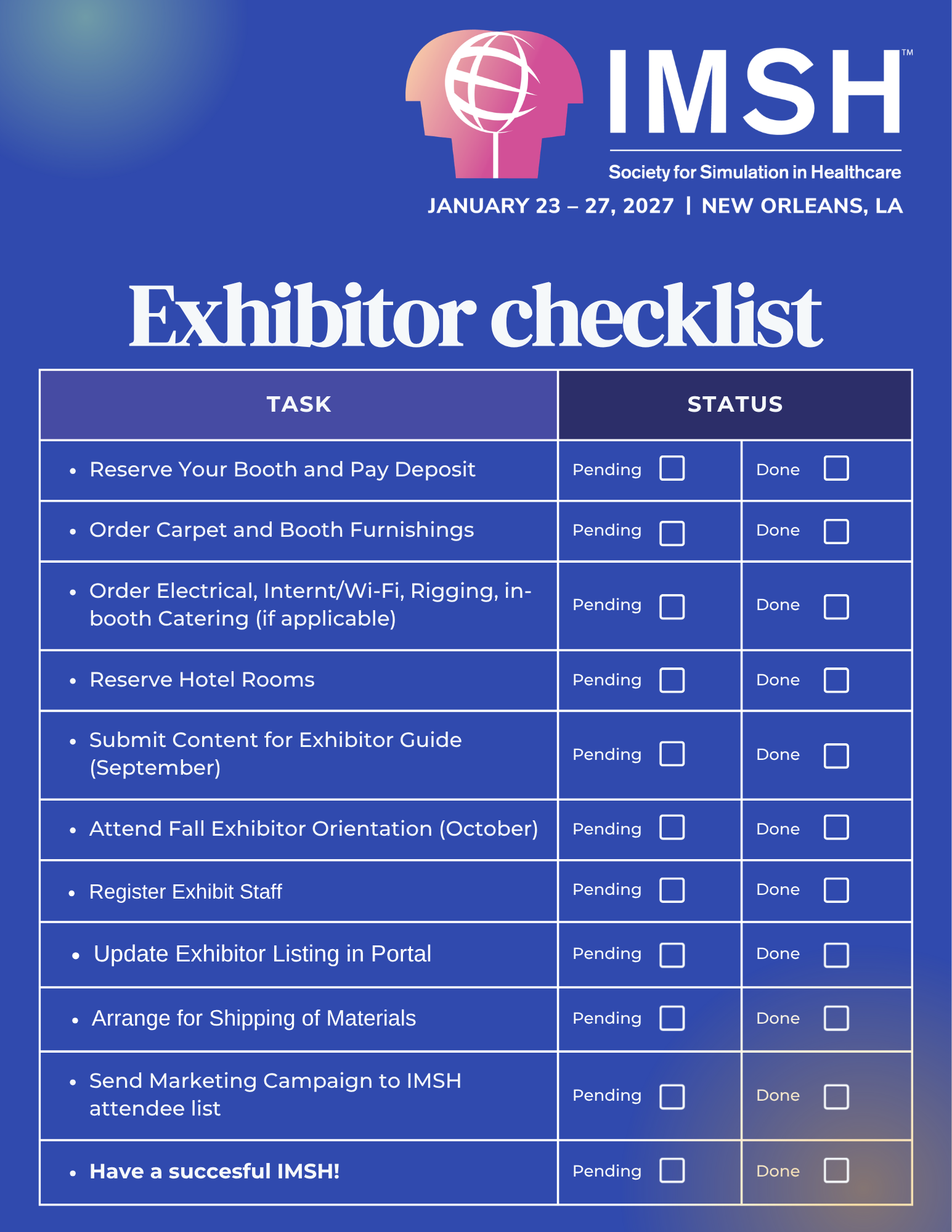 Exhibitor Checklist